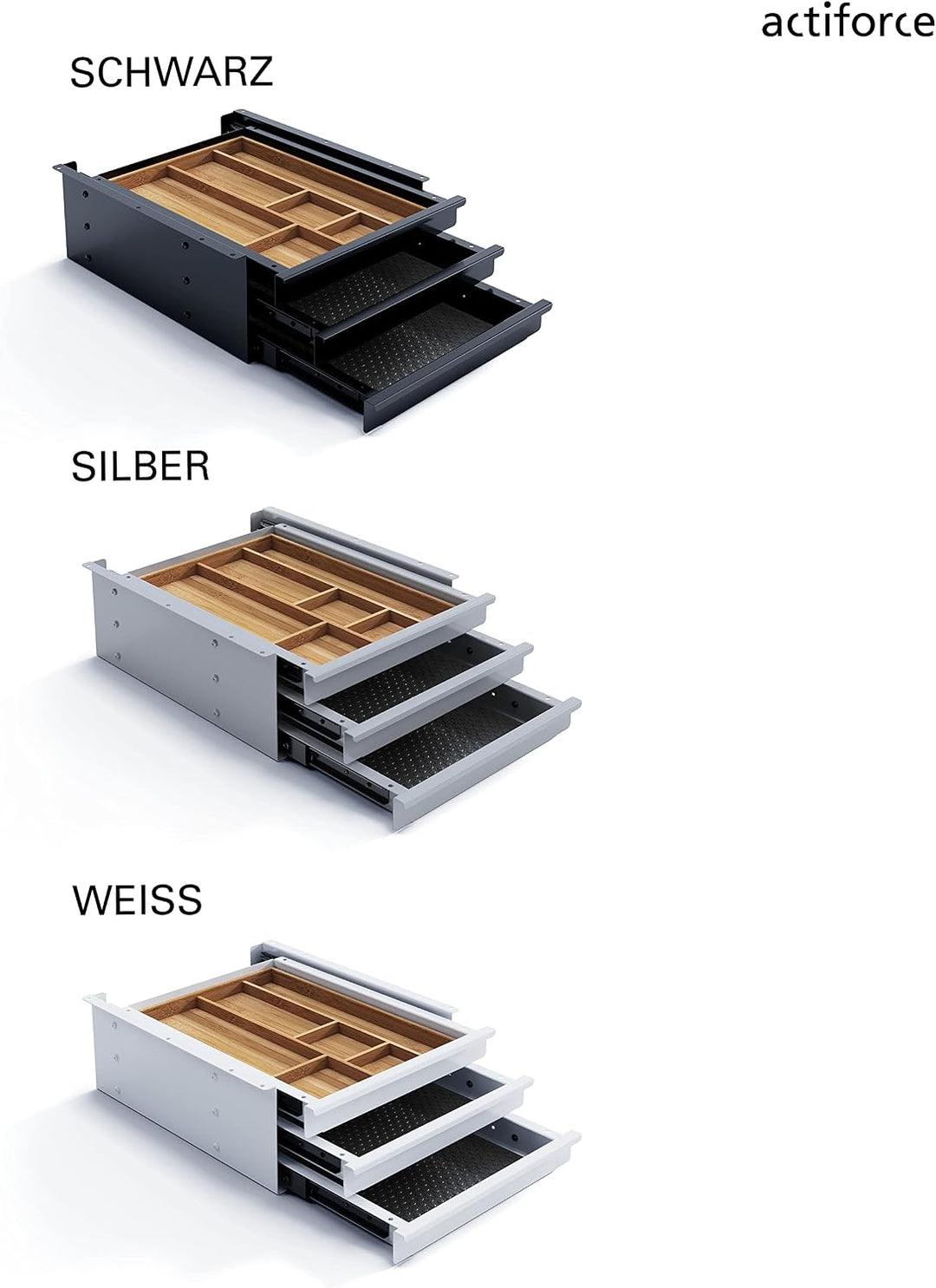 ACTIFORCE® Premium Untertischschublade |extra viel Platz durch 3 Schubfächer inkl. Herausnehmbare Ba