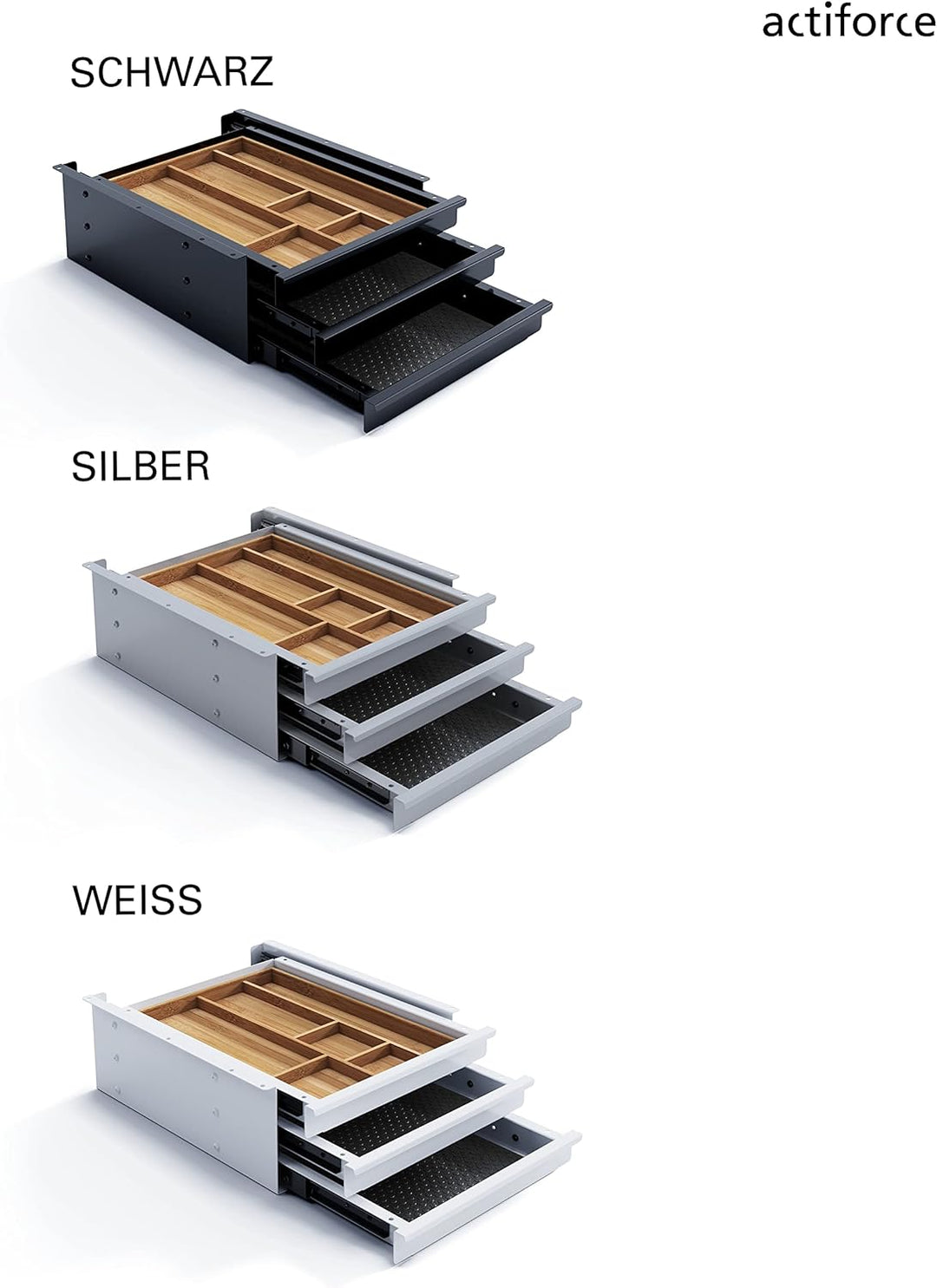 ACTIFORCE® Premium Untertischschublade |extra viel Platz durch 3 Schubfächer inkl. Herausnehmbare Ba