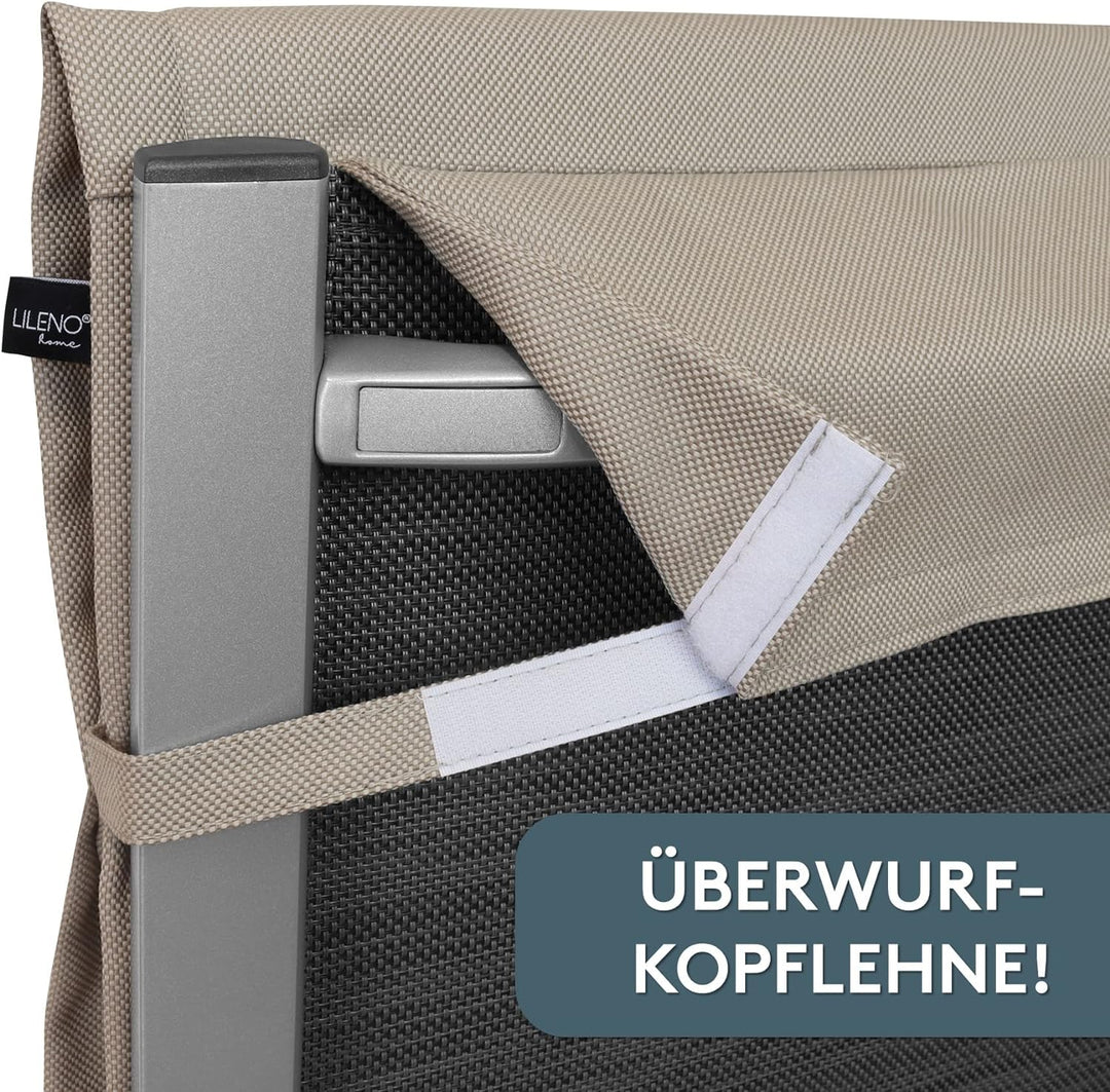 LILENO HOME Gartenstuhl Auflagen als [2er Set - Niedriglehner] in Sand Sundance - Bequeme Liegen als
