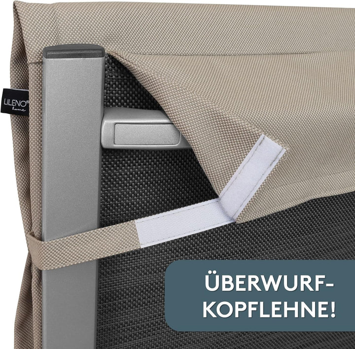 LILENO HOME Gartenstuhl Auflagen als [2er Set - Niedriglehner] in Sand Sundance - Bequeme Liegen als