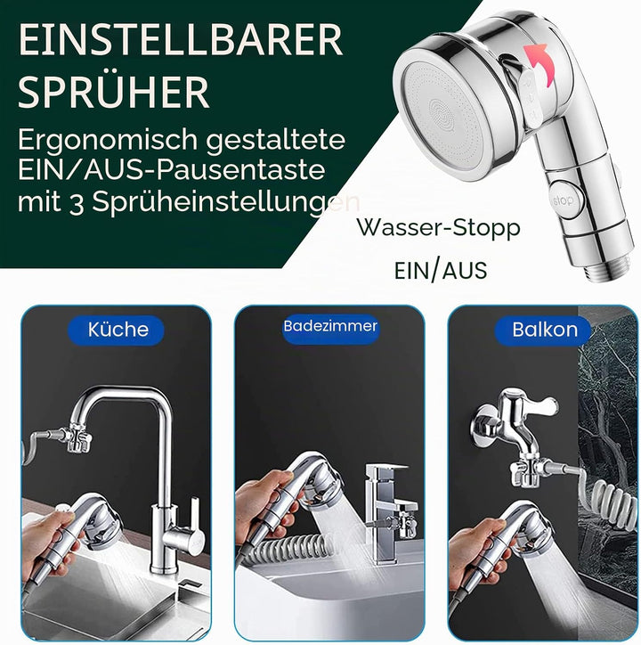 Set Waschbecken Duschkopf, Roscid 3 Modus Handbrause Wassersparend Extern mit 2.5M Schlauch mit 3 Ad
