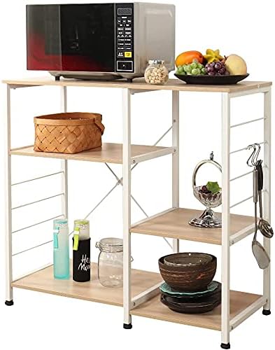 soges Bäckerregal Küchenregal Standregal Mikrowellenhalter Bäcker Regal Haushaltsregal mit 3 Ablagen