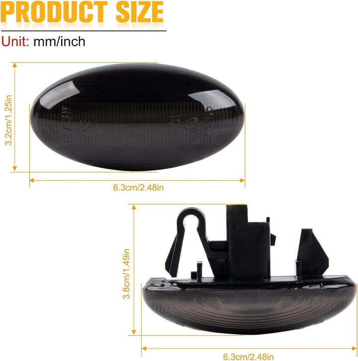 POPMOTORZ LED Blinker Schwarz mit Canbus Fehlerfrei für 107 206 207 307 407 607 Partner Expert C-itr