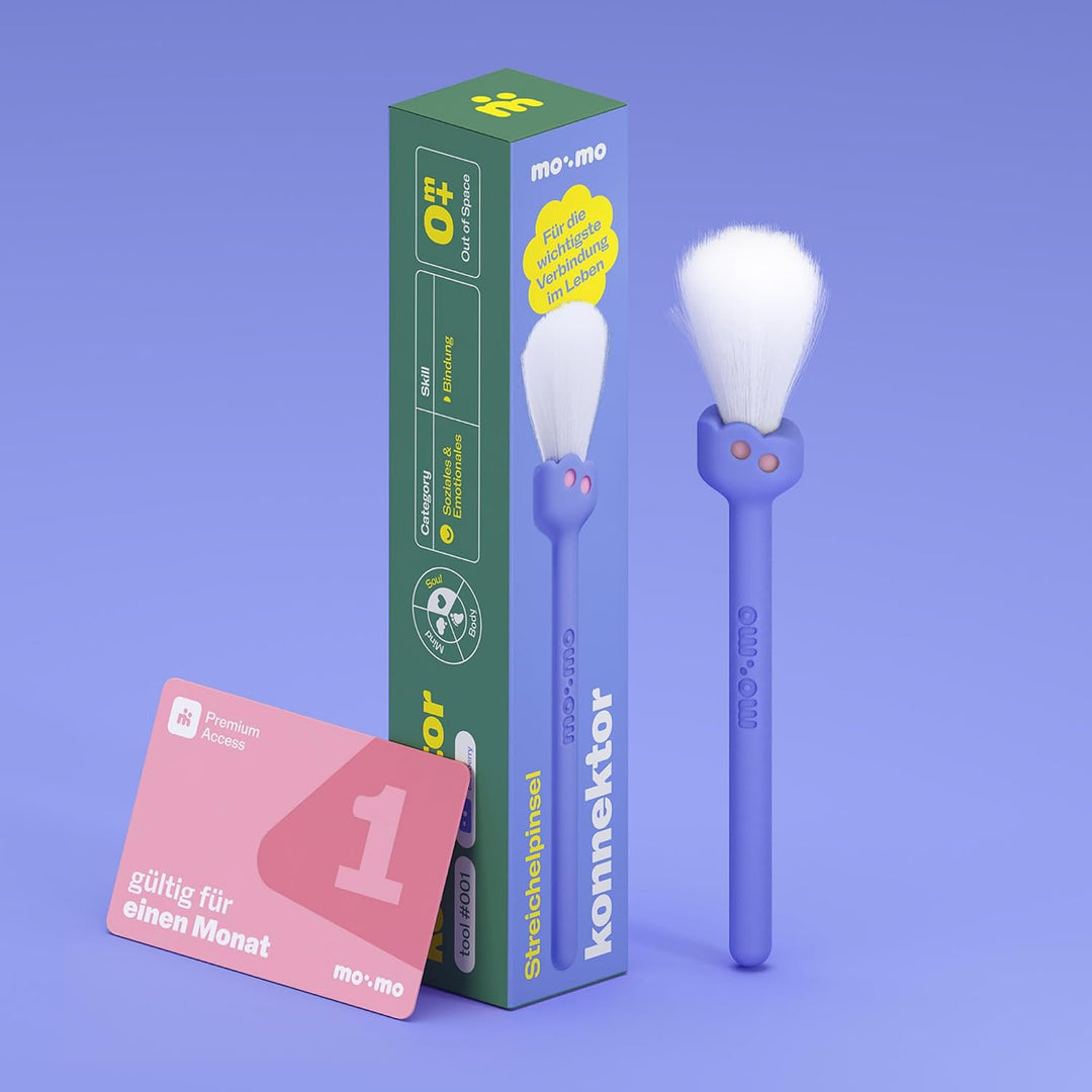 mo:mo Babypinsel &amp; Streichelpinsel Blau – Baby Erstausstattung Neugeborene – Sanfte Babybürste &amp; Sen