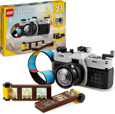 LEGO Jurassic World Dinosaurier-Fossilien: T.-rex-Kopf & Creator 3in1 Retro Kamera Spielzeug mit 3 M