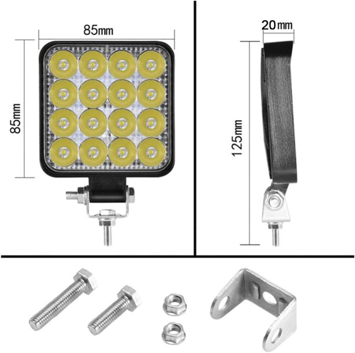 Boncak LED Arbeitsscheinwerfer, 10 X 48W Quadrat 3.3” Zusatzscheinwerfer Scheinwerfer Flutlicht Refl