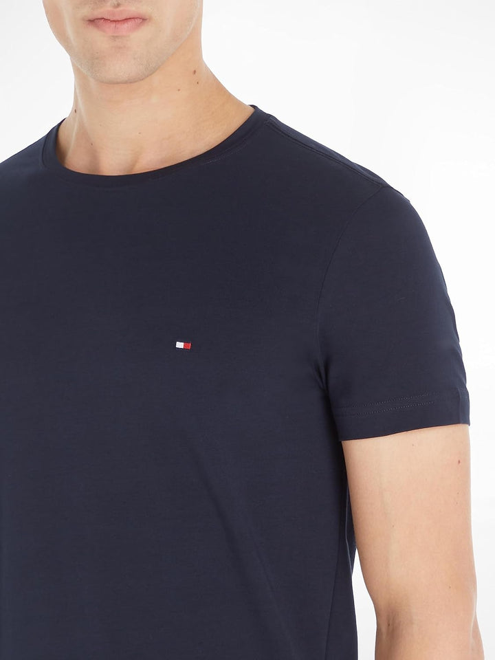 Tommy Hilfiger Herren T-Shirt Kurzarm Core Stretch Slim Fit, Blau (Desert Sky)
