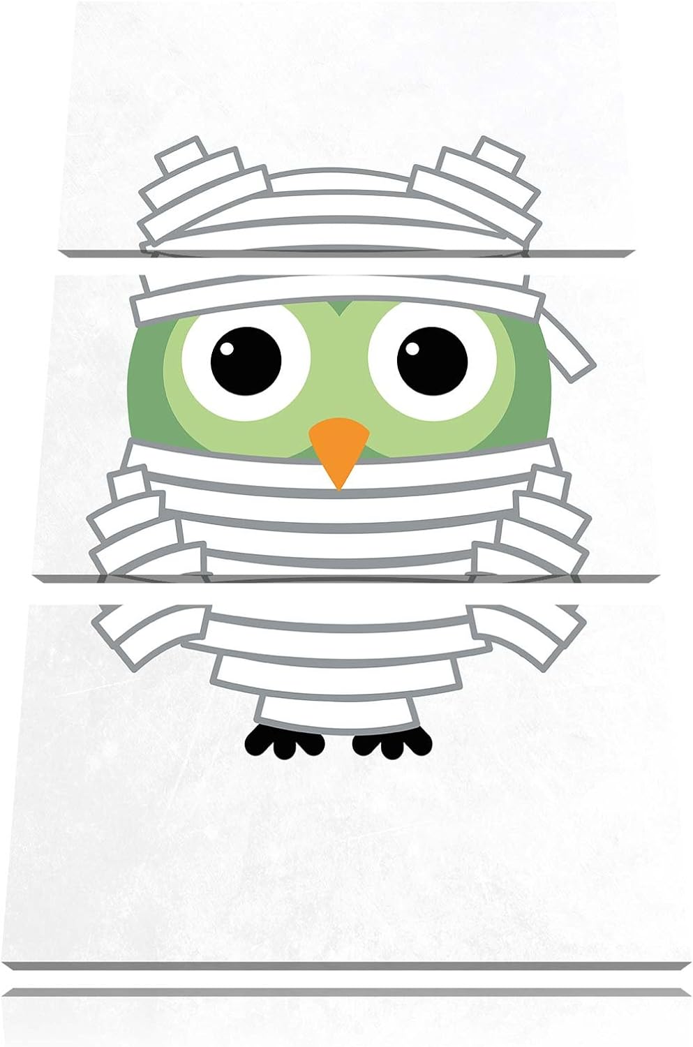 Pixxprint Lustige Mumien Eule als Leinwandbild/Grösse: 3 Teilig (120x80) cm/Wandbild/Kunstdruck/fert