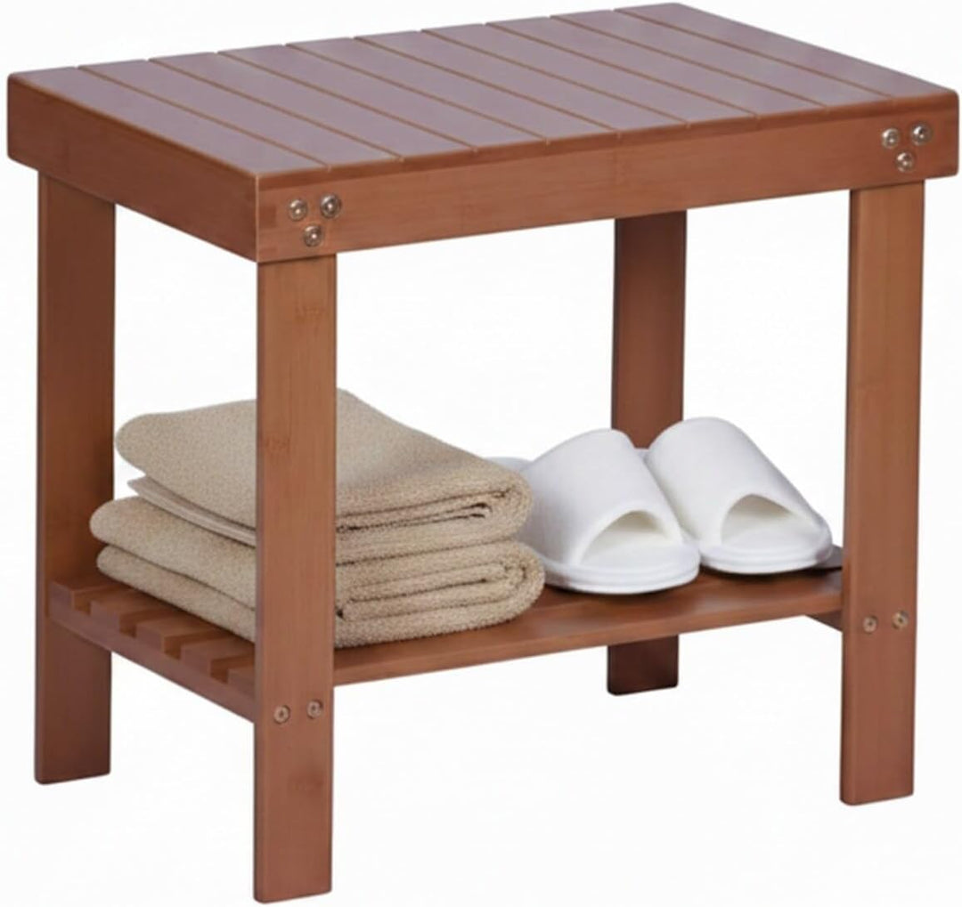 Relaxdays Badhocker aus Bambus, mit Ablagefläche, HxBxT: 41 x 44 x 28 cm, Bad, Wohnzimmer & Flur, Si