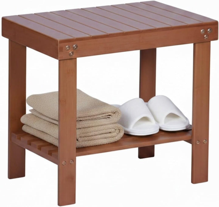 Relaxdays Badhocker aus Bambus, mit Ablagefläche, HxBxT: 41 x 44 x 28 cm, Bad, Wohnzimmer & Flur, Si