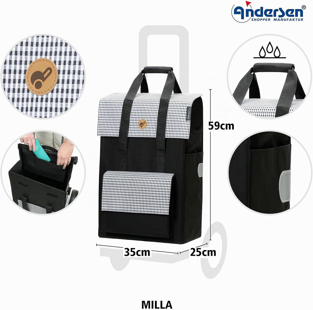 Andersen Einkaufstrolley Ersatztasche - 54 Liter - Seiten- &amp; Fronttasche - Tragegriff - extra Innenf