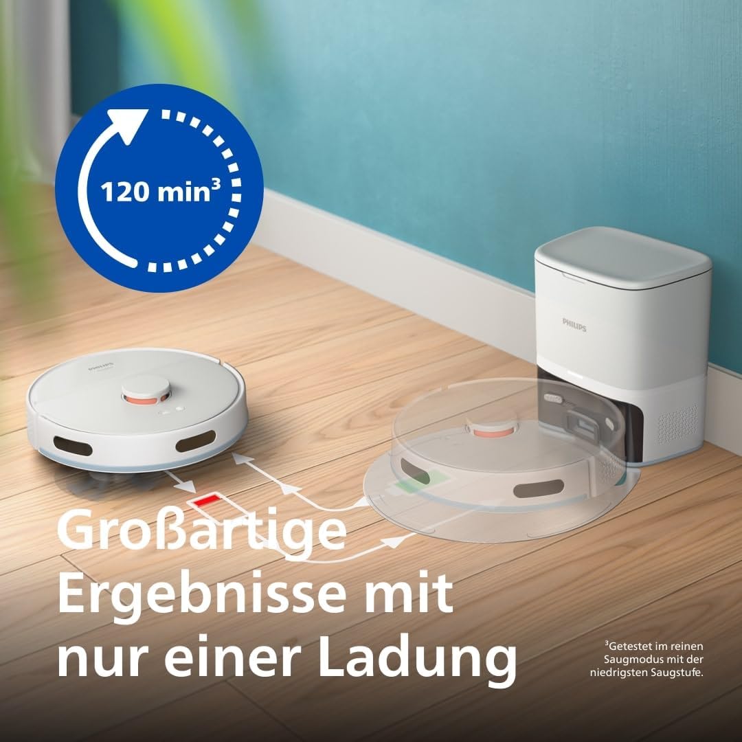 Philips Homerun Serie 2000 2. Gen: 2-in-1 Saug- und Wischroboter mit Absaugstation, 6.000pa Saugkraf