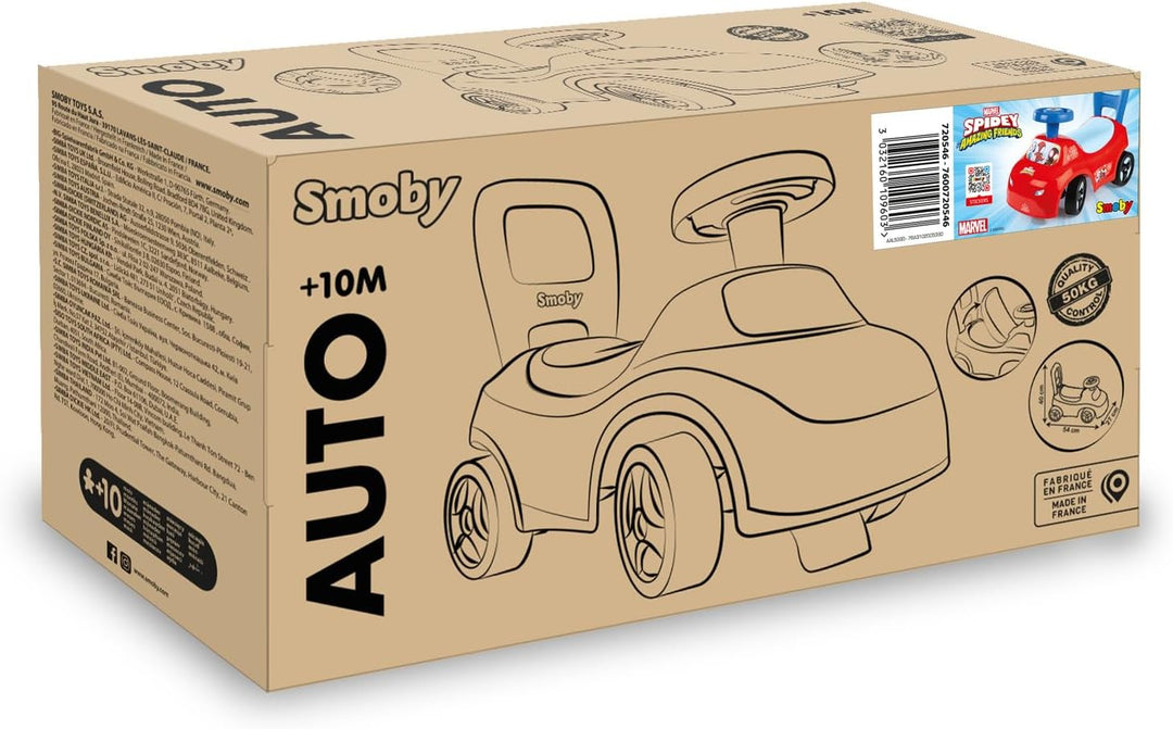 Smoby Spidey Rutscher – wendiges Kinderfahrzeug mit Hupenlenkrad – Rückenstütze, Staufach, Kippschut