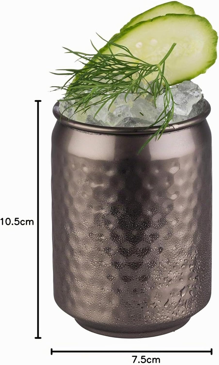 Buddy´s Bar - 4 Cocktail Can Becher, Ø 7,5 cm, H: 10,5 cm, 350 ml, Edelstahl-Becher, inkl. Geschenkb