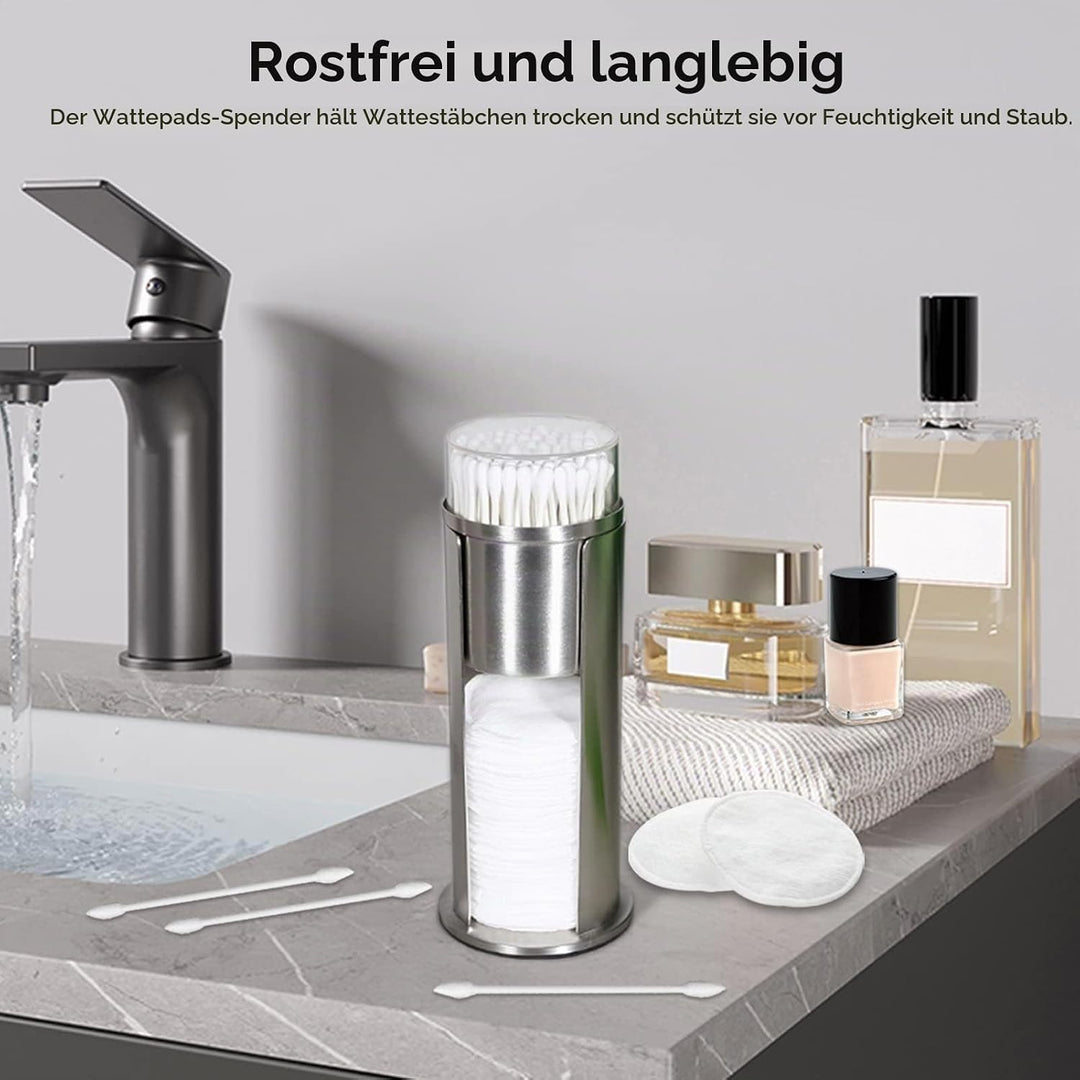 HERCHR 2-in-1-Edelstahl-Wattestäbchenhalter, Make-up-Wattepads-Spender, Organizer, Qtip-Halter, Spen