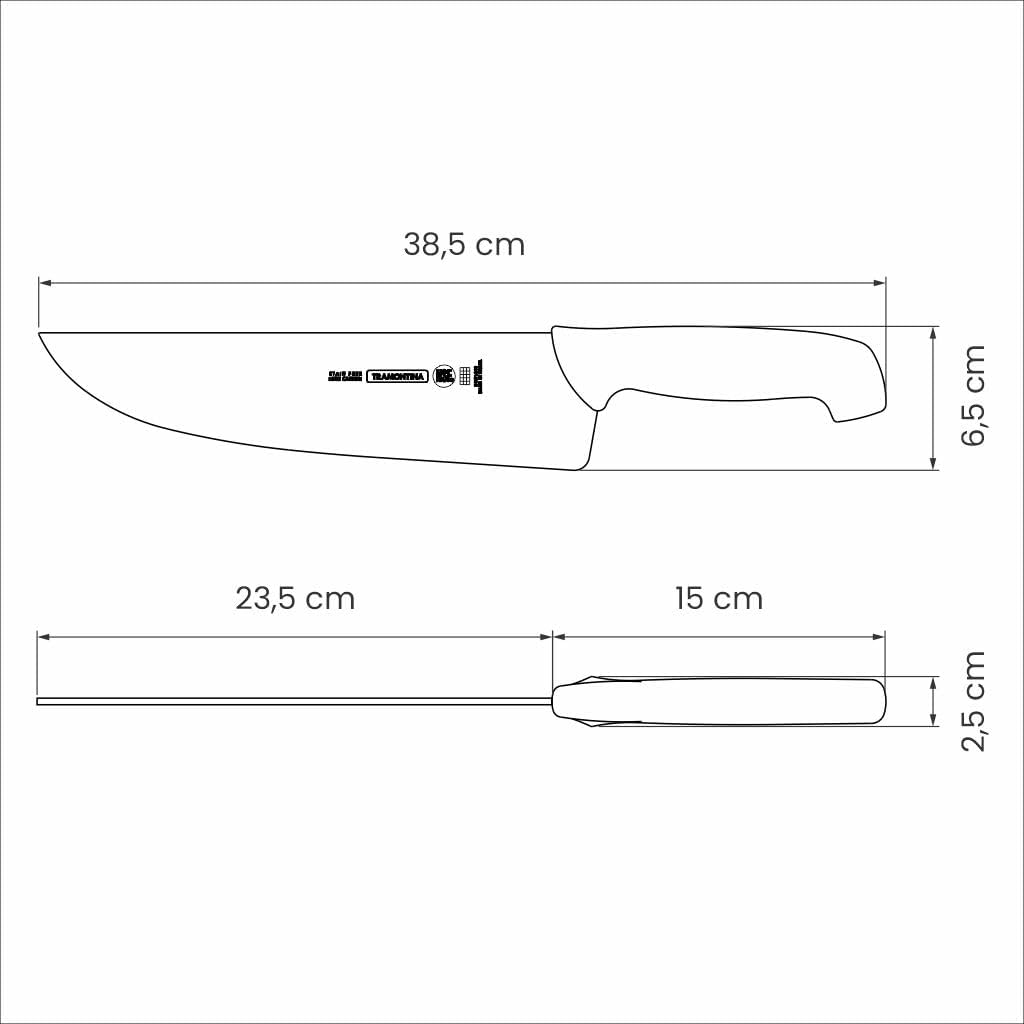 Tramontina Professional Küchenmesser, Chrom-Molybdän-Stahl Blockmesser 25 cm, Blockmesser 25 cm
