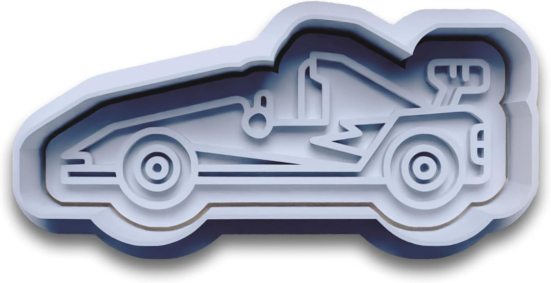 4er Set Keksausstecher Rennsport – Schwarz – 2-teilig mit Stempel – Rennwagen, Zielflagge, Rennstrec