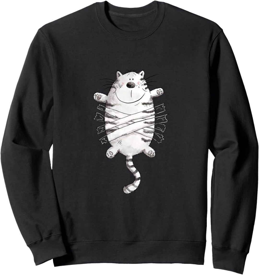 Klebestreifen Katze I Katzenmotiv Katzendruck Fun Katzen Sweatshirt