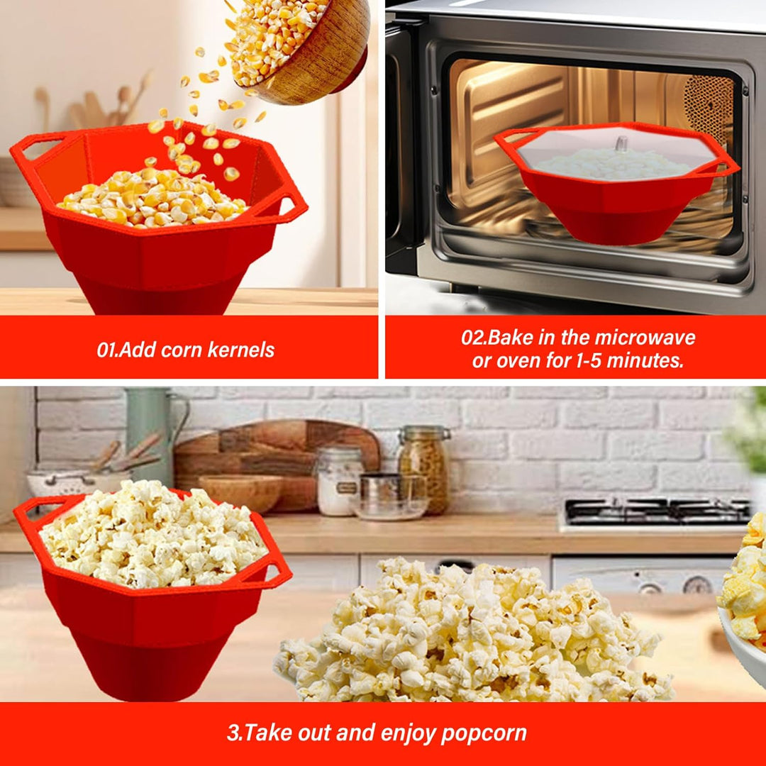 Mikrowelle Popcornschale, zusammenklappbares sicheres Silikon-Popper-Popper-Mikrowelle, hitzebeständ
