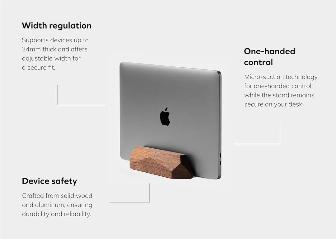 Oakywood Vertikaler Laptop Ständer - Verstellbares Schreibtisch-Dock aus Holz - Kompatibel mit MacBo