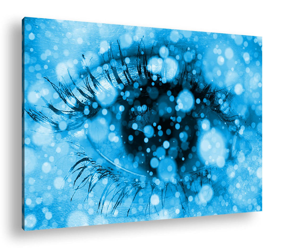 deyoli kunterbuntes Auge Format 100x70 Effekt: Monocrome Blau als Leinwandbild, Motiv fertig gerahmt
