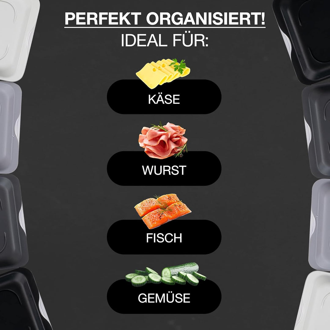 Moritz & Moritz Aufschnittdosen 8er Set Aufschnittbox stapelbar - Frischhaltedosen mit Deckel zur Au