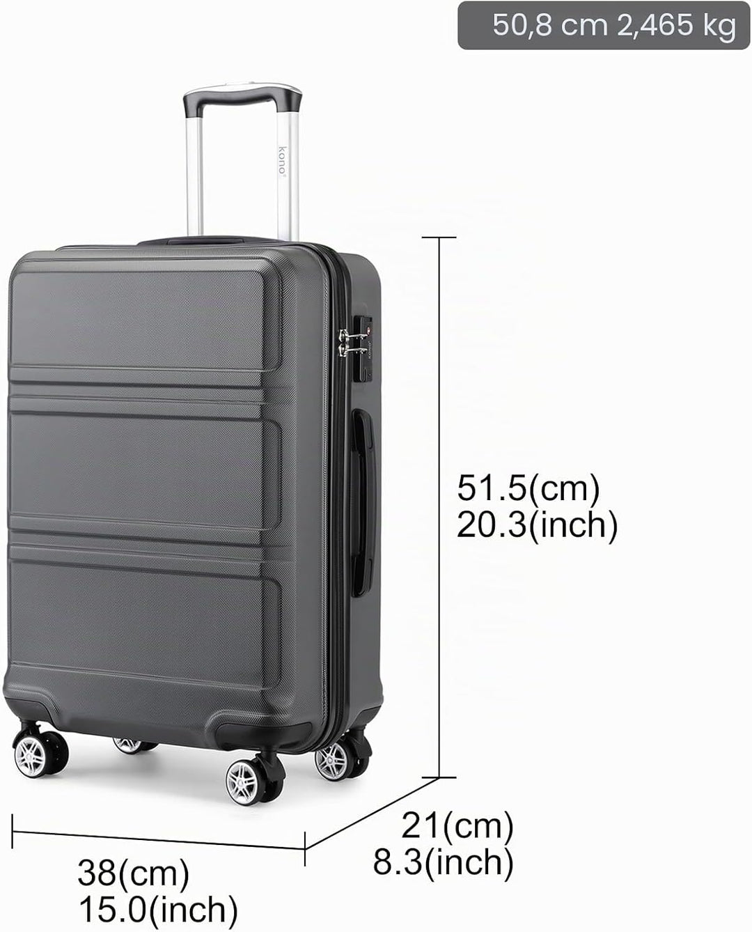 KONO Koffer Trolley Hartschale Handgepäck Zwillingsrollen Leichtgewicht ABS Kabinentrolley Reisekoff
