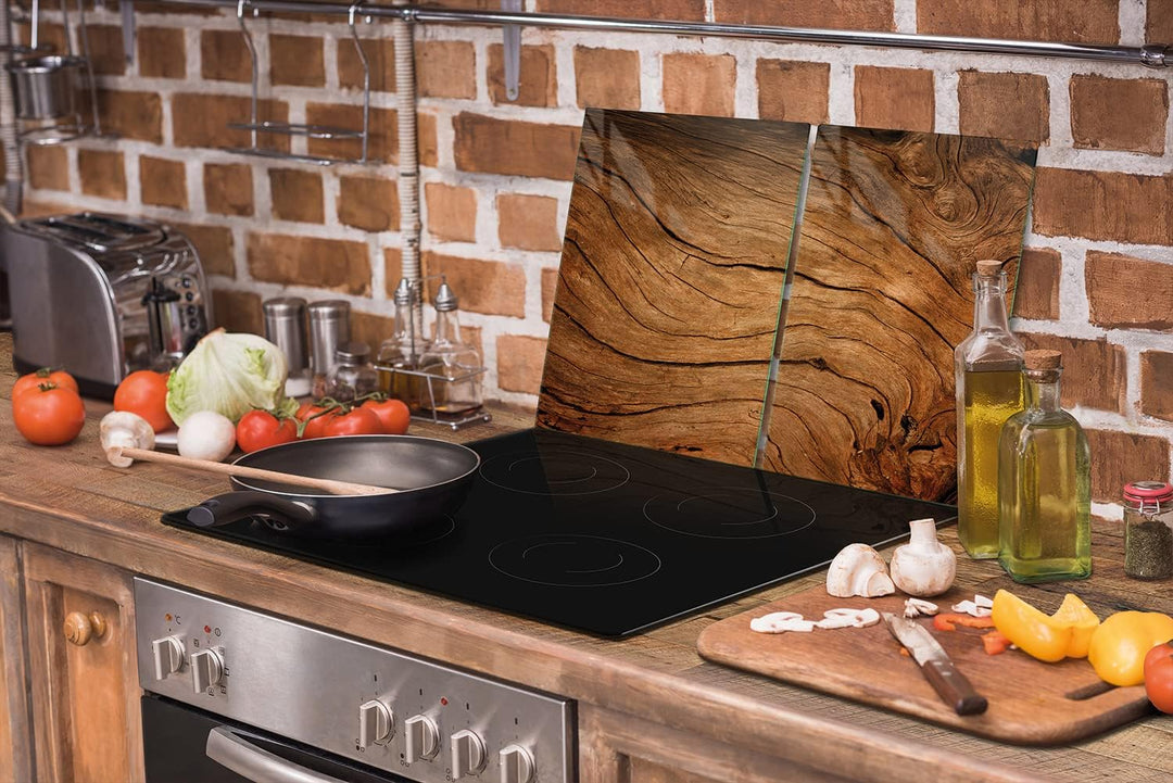 DarHaus Herdabdeckplatten tweiteilig 75x52 cm Ceranfeld Abdeckung Glas Spritzschutz Abdeckplatte Gla