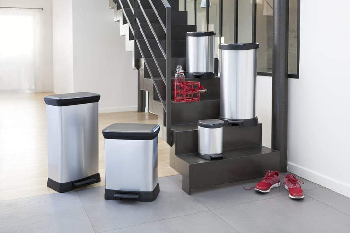 Curver Deco Bin Abfalleimer, Plastik, Silber Metallic, 39 x 29 x, Einzelbett
