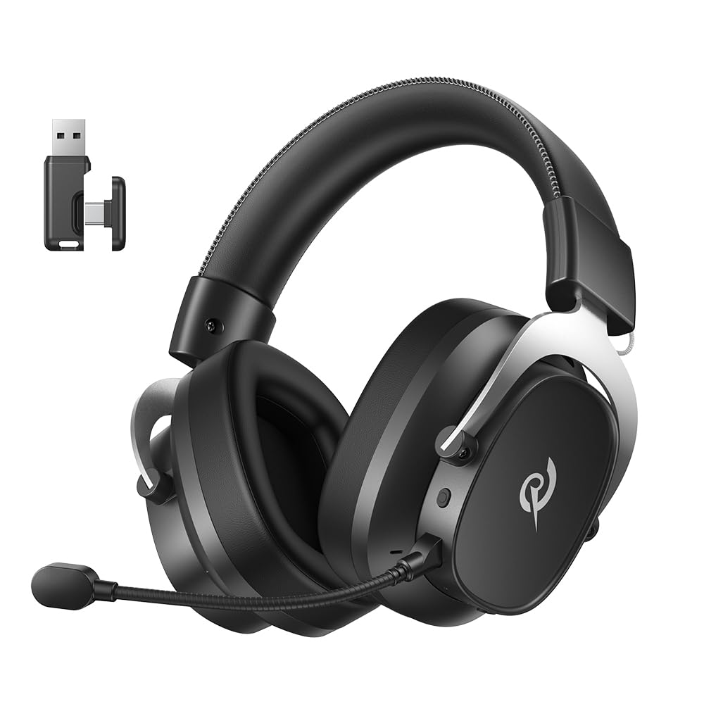 QCY Heroad VT200 Gaming Headset Wireless,2.4Ghz kabellos Headset Mit Mikrofon,7.1 Surround Sound,Blu
