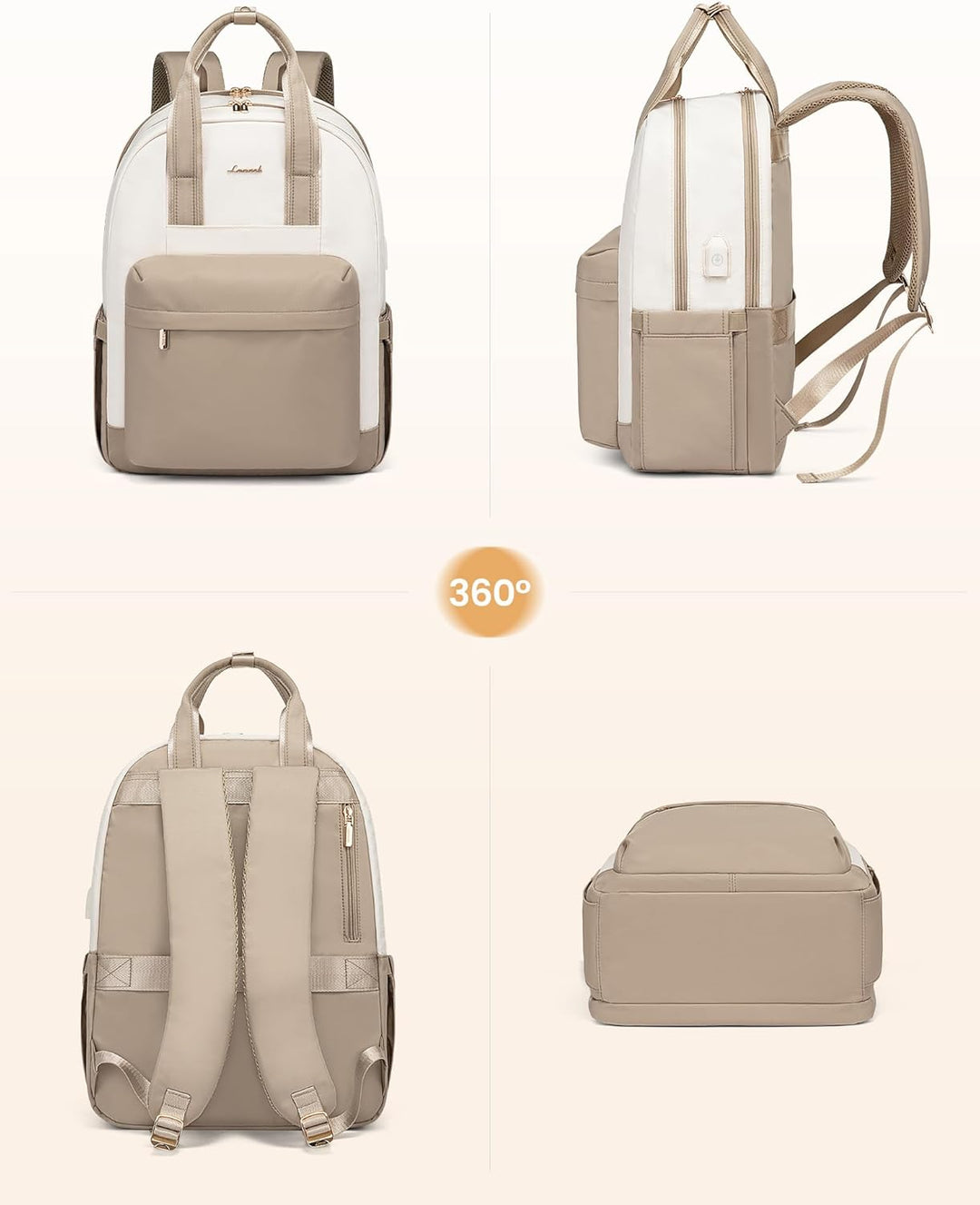 LOVEVOOK Rucksack Damen, 15,6 Zoll Laptop Schulrucksack Mädchen mit Laptopfach, Wasserdicht Tagesruc