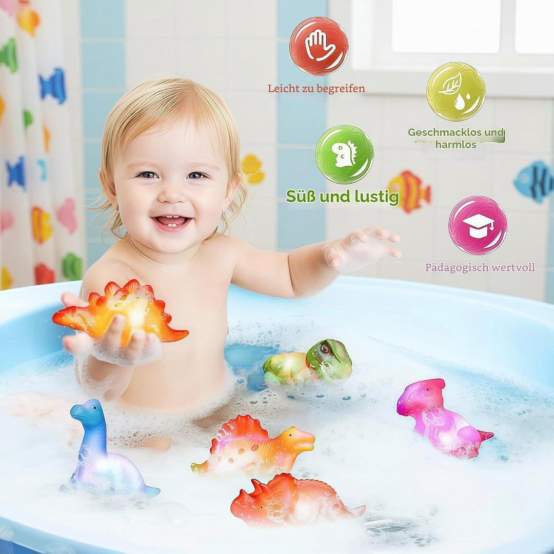 Badewannenspielzeug, 8 Stück Dinosaurier Badespielzeug, Badewannen Spielzeug Kinder, Badespielzeug B