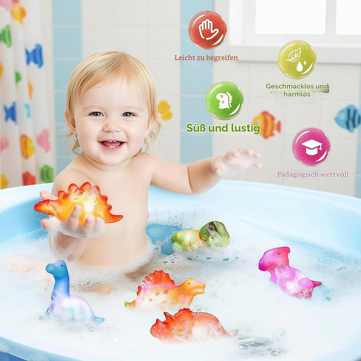 Badewannenspielzeug, 8 Stück Dinosaurier Badespielzeug, Badewannen Spielzeug Kinder, Badespielzeug B