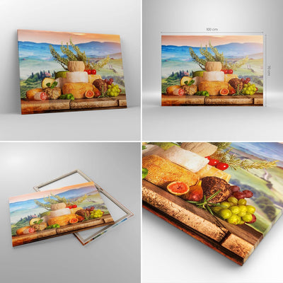 Bilder auf Leinwand 100x70cm Leinwandbild Toskana Käse Obst Italien Gross Wanddeko Bild Schlafzimmer