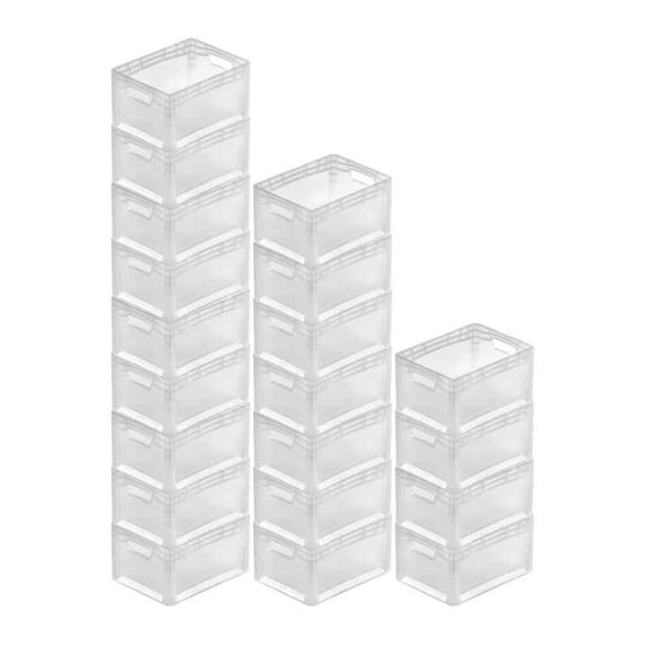 PROREGAL SuperSparSet 20x Transparenter Eurobehälter LightLine mit offenem Griff | HxBxT 22x30x40cm