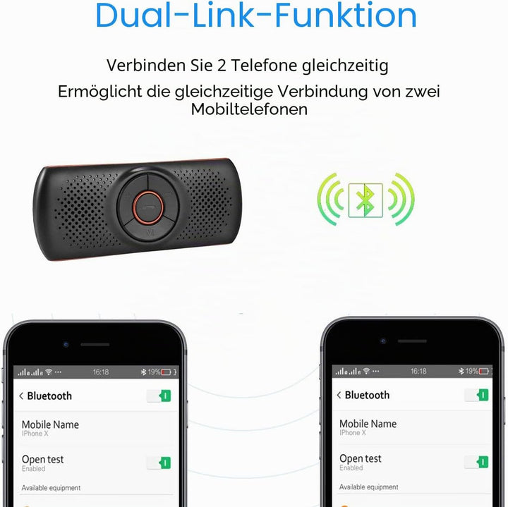 Car Handsfree Bluetooth Kit 2 Telefone gleichzeitig verbunden, Lange Lebensdauer der Batterie Car Vi