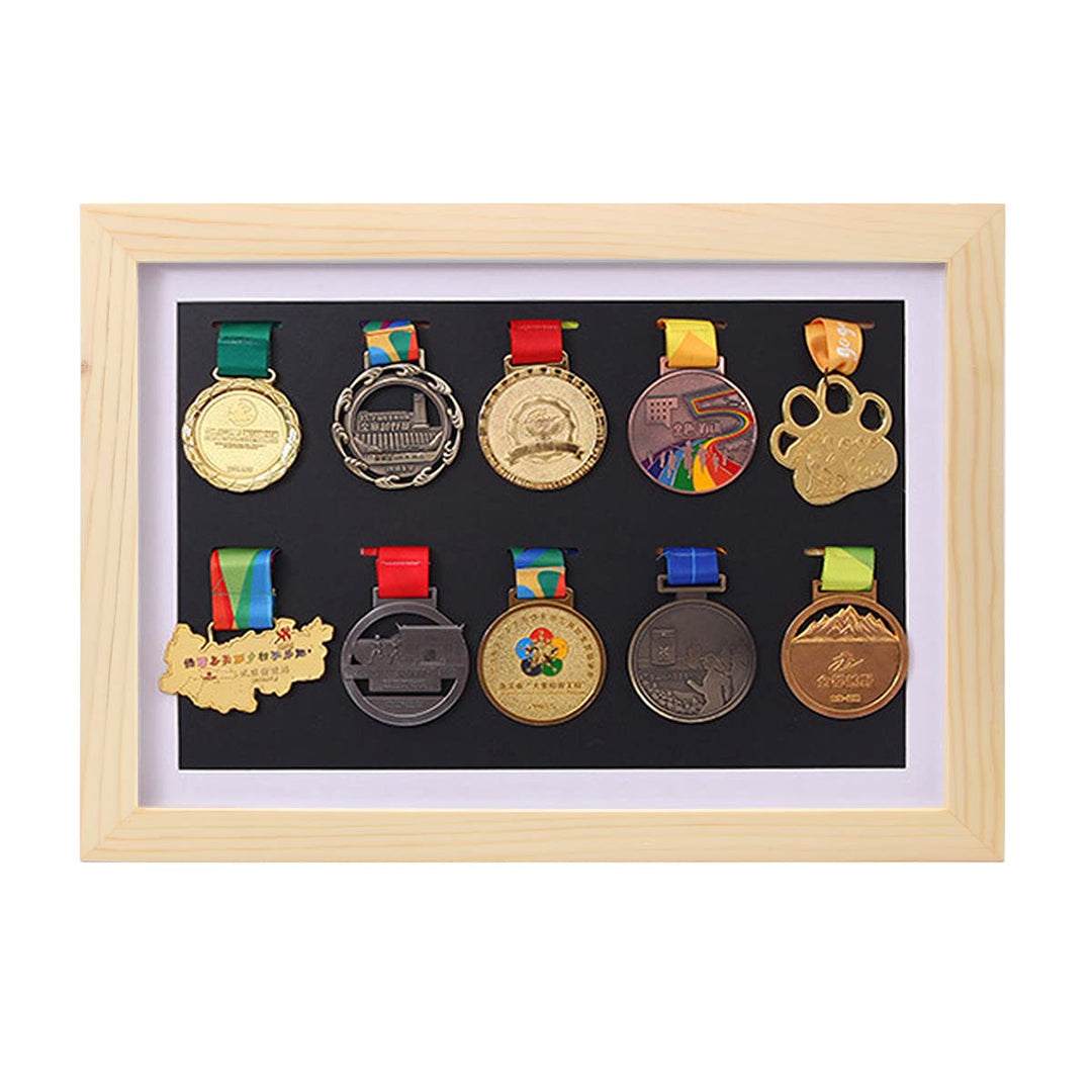 WANLIAN Medaillenständer aus Massivholz, tiefer Rahmen, Krieg, Militär, Sport, Marathon, Medaillen