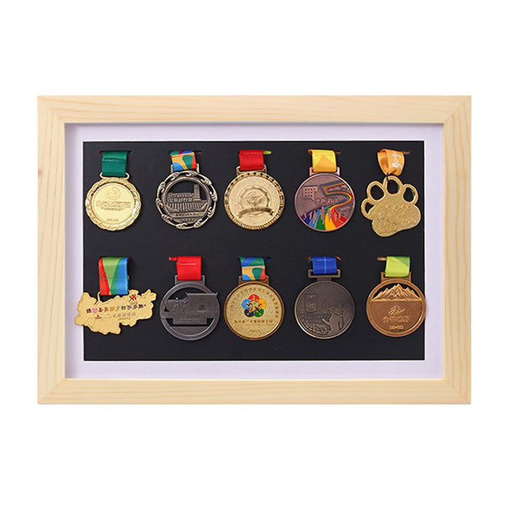 WANLIAN Medaillenständer aus Massivholz, tiefer Rahmen, Krieg, Militär, Sport, Marathon, Medaillen