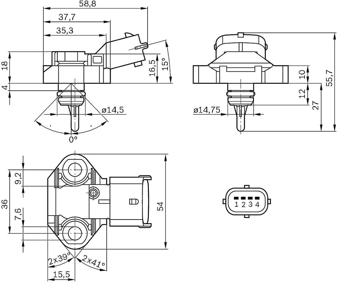 Bosch 0 261 230 112 Sensor, Kraftstofftemperatur