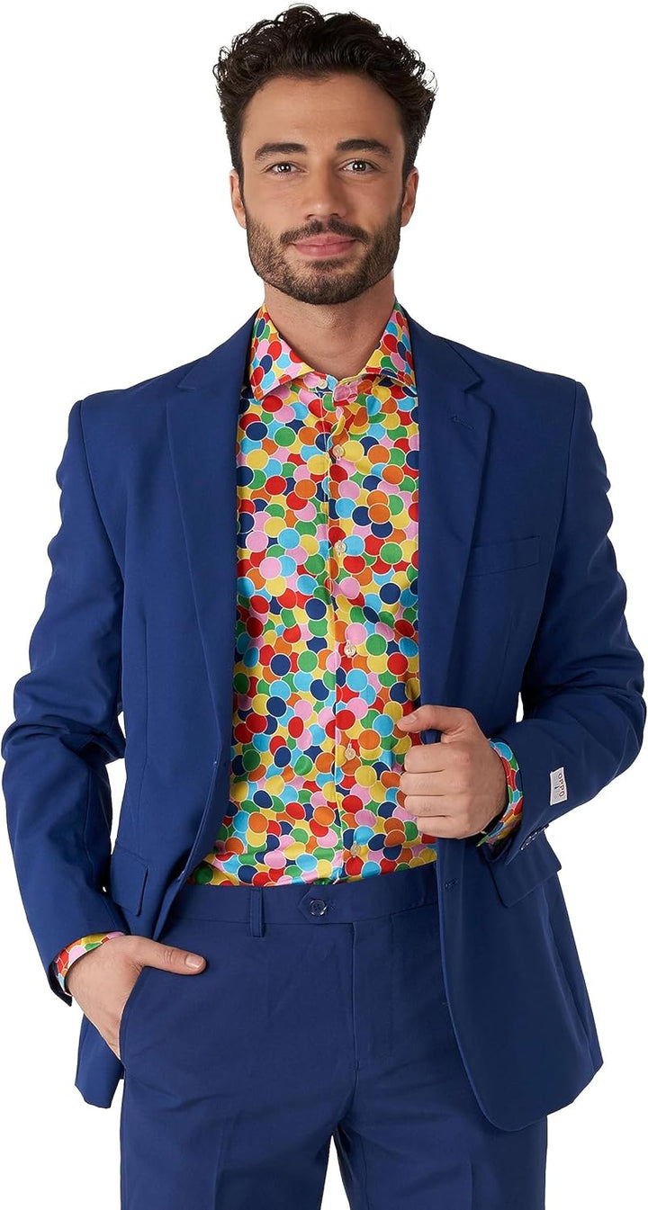 OppoSuits Herrenhemd – Hemd mit Knöpfen – schmale Passform – Lange Ärmel XS Shirt Ls Confetteroni, X