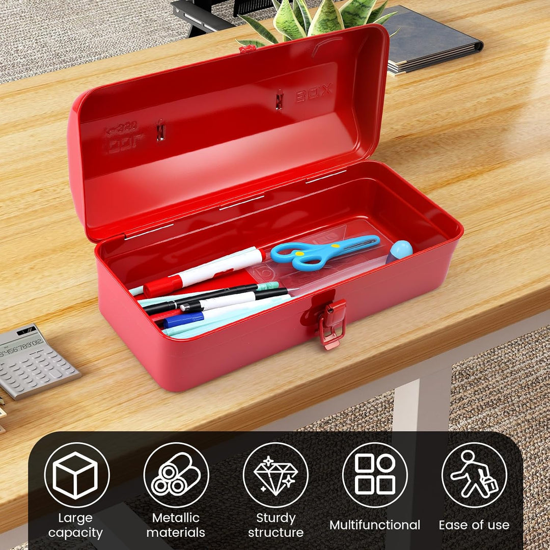 Werkzeugkoffer leer Gross Werkzeugbox 37×16×12cm Robust Langlebig Metall Werkzeugkasten mit Tragegri