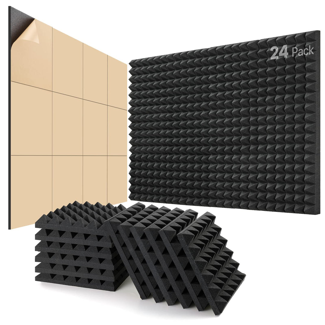 Akustikschaumstoff Selbstklebend, 24 Stück Schallabsorber, 30 X 30 X 5cm, Schalldämmung, Schallschut