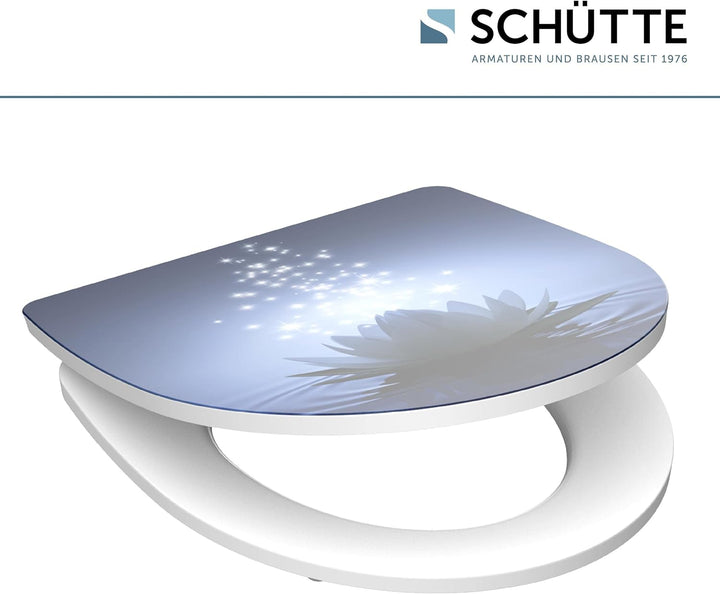 SCHÜTTE WC-Sitz Duroplast HG WATER LILY Hochglänzender Toilettensitz mit Absenkautomatik, Schnellver