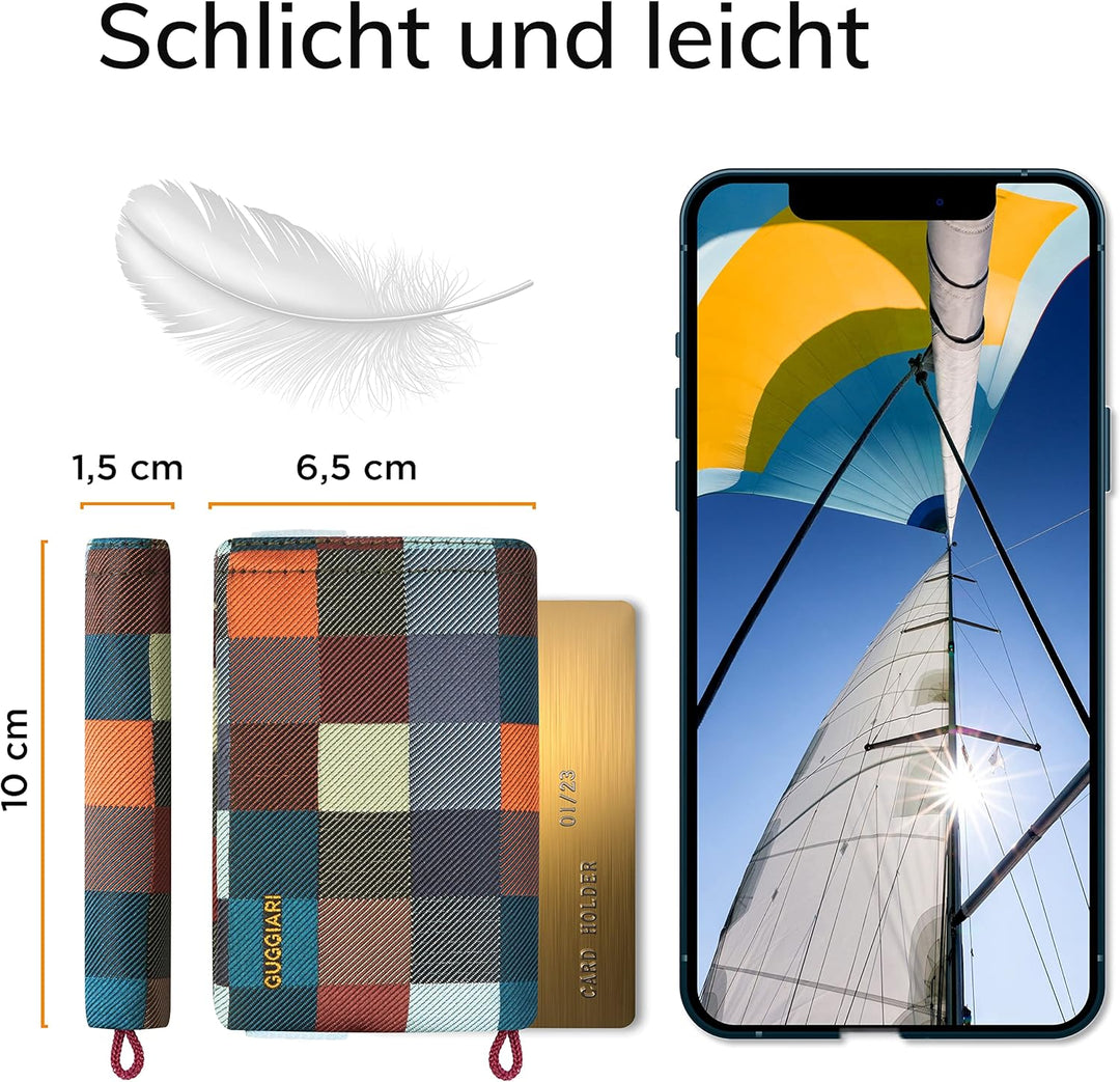 GUGGIARI® Slim Wallet mit RFID Schutz für Kreditkarten-, Bargeld- und Schlüsselhalter - Kartenetui H