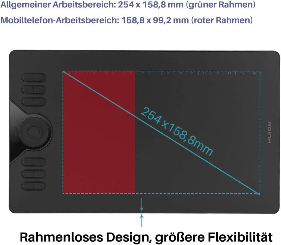 HUION HS610 Battery-Free Graphics Tablet, 12+16 Programmable ExpressKeys, 8192 Levels, 5080LPI with