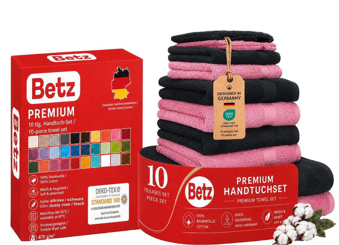 Betz 10-TLG. Handtuch-Set Premium 100% Baumwolle 2 Duschtücher 4 Handtücher 2 Gästetücher 2 Waschhan
