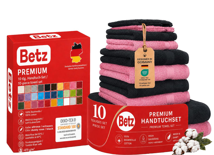Betz 10-TLG. Handtuch-Set Premium 100% Baumwolle 2 Duschtücher 4 Handtücher 2 Gästetücher 2 Waschhan