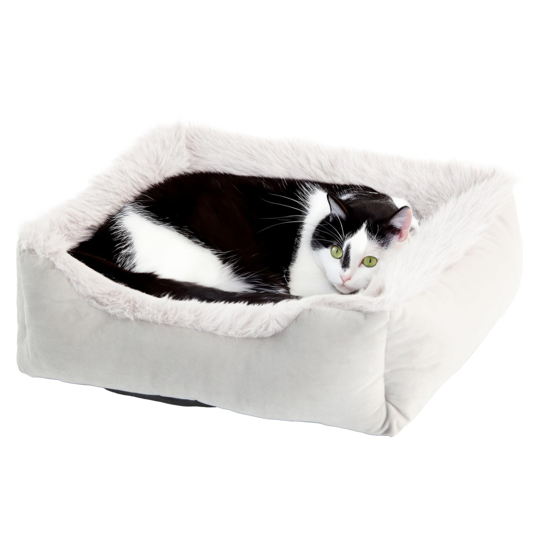 Wallace & Jones | Katzenbett Mayfair Katzenkissen, Silver-Quarz, Kuschelbett, Katzenkorb, 51 x 46 x