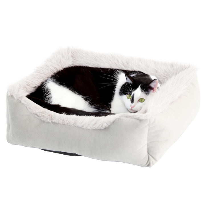 Wallace & Jones | Katzenbett Mayfair Katzenkissen, Silver-Quarz, Kuschelbett, Katzenkorb, 51 x 46 x