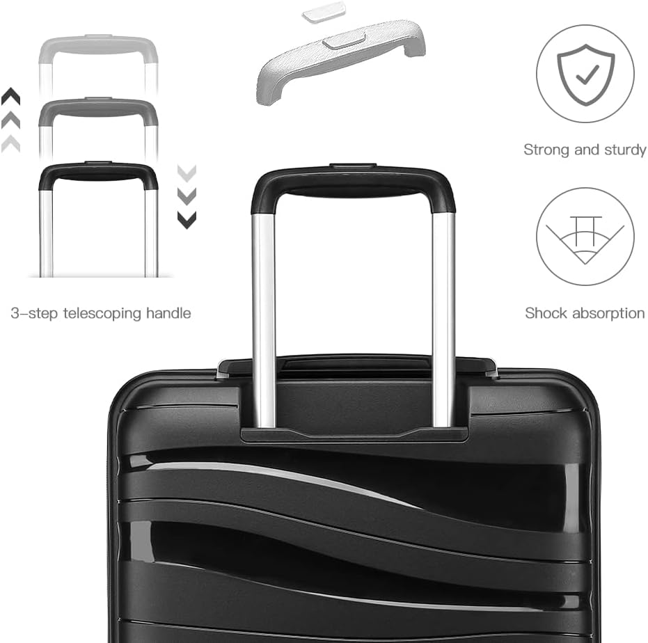 KONO Koffer Trolley 55cm Reisekoffer Set Leicht Hartschalenkoffer mit TSA Schloss Zwillingsrollen Ro